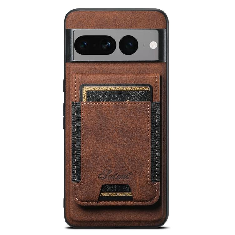 For Google Pixel 7 Pro Suteni H17 Litchi Texture Leather Magnetic Detachable Wallet Phone Case(Brown)