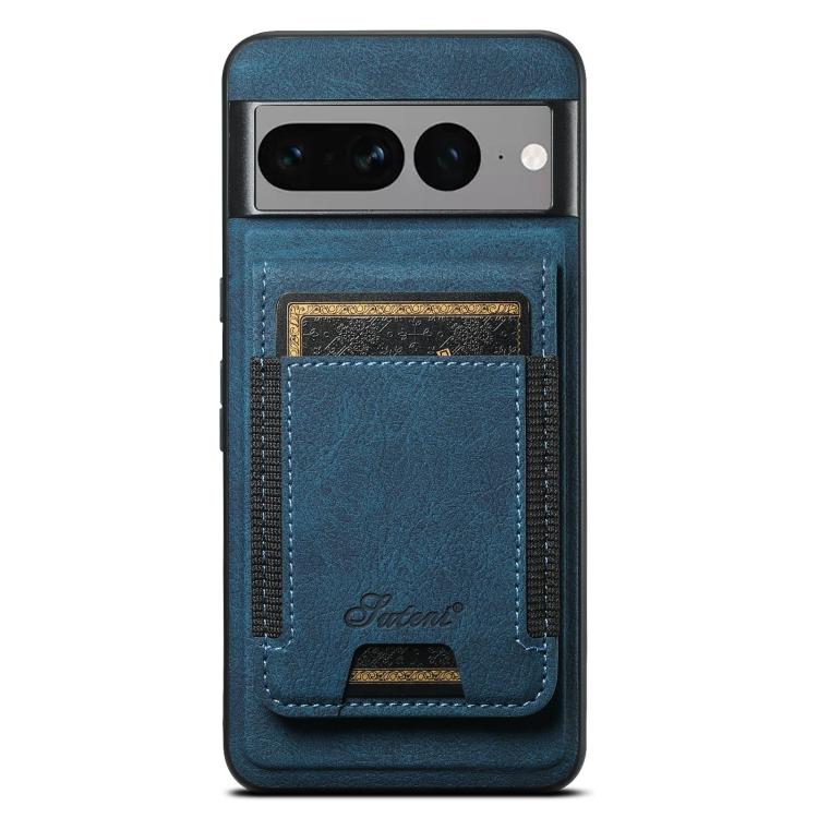 For Google Pixel 7 Pro Suteni H17 Litchi Texture Leather Magnetic Detachable Wallet Phone Case(Blue)