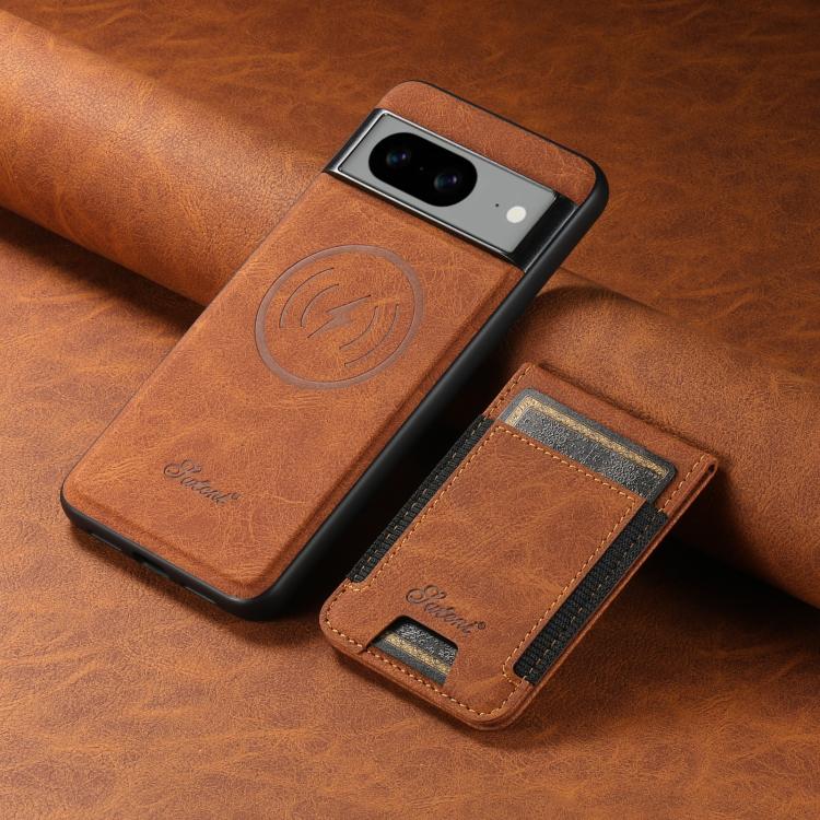 For Google Pixel 7a Suteni H17 Litchi Texture Leather Magnetic Detachable Wallet Phone Case(Khaki)