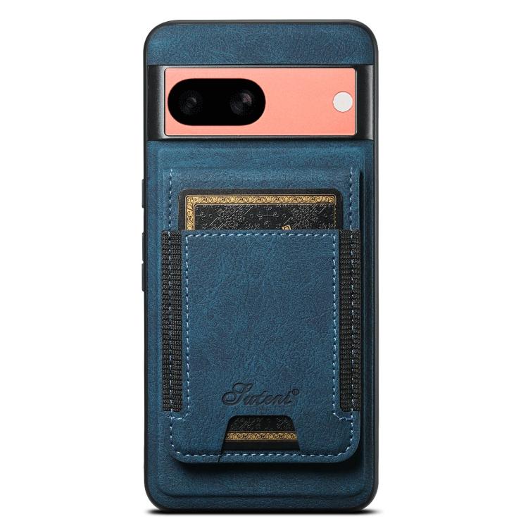 For Google Pixel 7a Suteni H17 Litchi Texture Leather Magnetic Detachable Wallet Phone Case(Blue)
