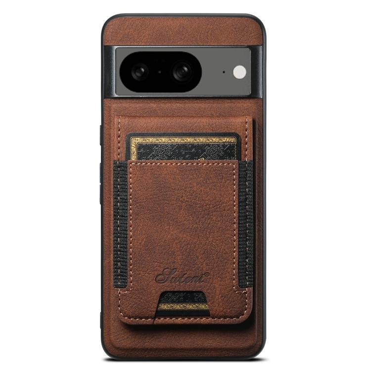 For Google Pixel 8 Suteni H17 Litchi Texture Leather Magnetic Detachable Wallet Phone Case(Brown)