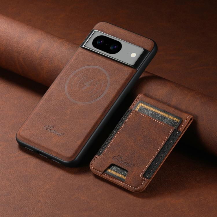 For Google Pixel 9 Suteni H17 Litchi Texture Leather Magnetic Detachable Wallet Phone Case(Brown)