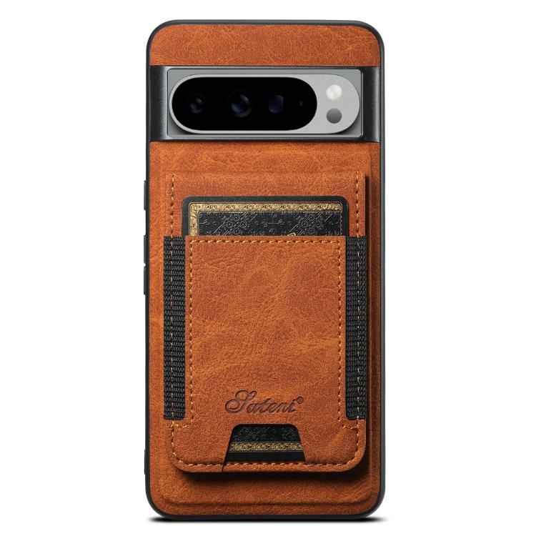 For Google Pixel 9 Suteni H17 Litchi Texture Leather Magnetic Detachable Wallet Phone Case(Khaki)