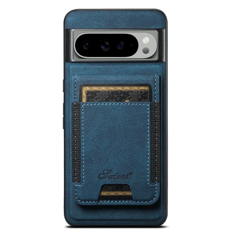 For Google Pixel 9 Suteni H17 Litchi Texture Leather Magnetic Detachable Wallet Phone Case(Blue)