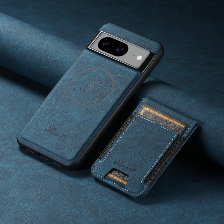 For Google Pixel 9 Pro Suteni H17 Litchi Texture Leather Magnetic Detachable Wallet Phone Case(Blue)