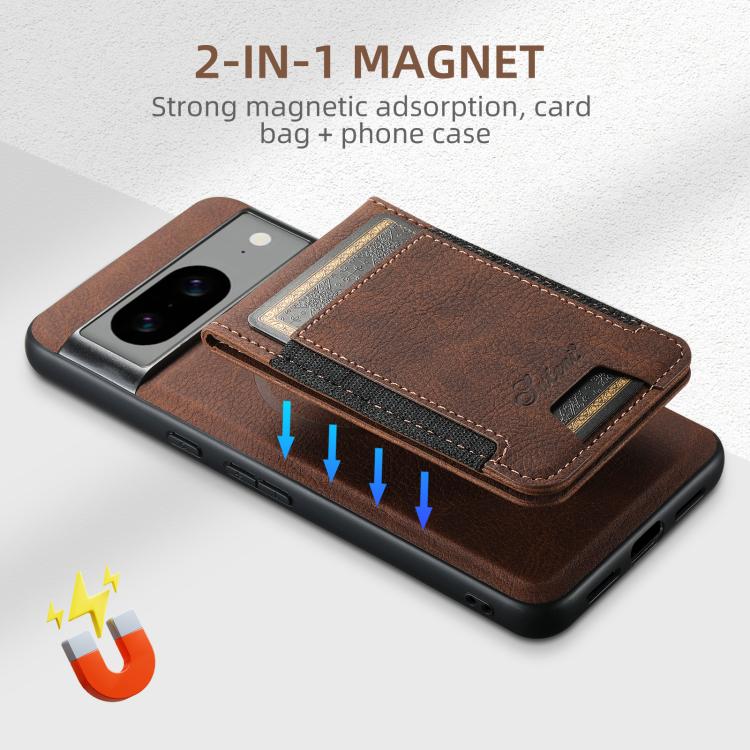 For Google Pixel 10 Suteni H17 Litchi Texture Leather Magnetic Detachable Wallet Phone Case(Brown)