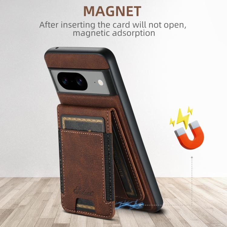 For Google Pixel 10 Suteni H17 Litchi Texture Leather Magnetic Detachable Wallet Phone Case(Brown)