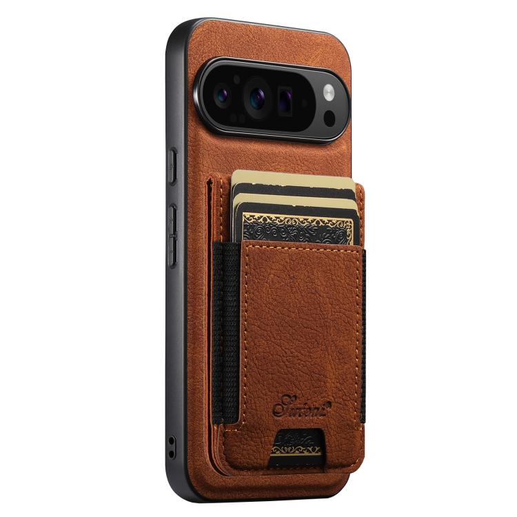 For Google Pixel 10 Pro XL Suteni H17 Litchi Texture Leather Magnetic Detachable Wallet Phone Case(Khaki)