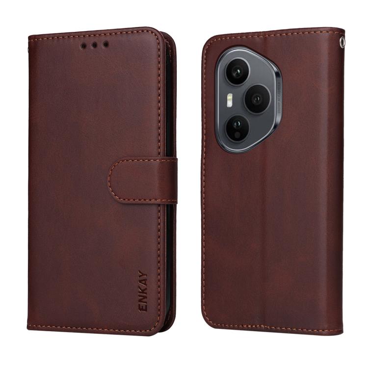 For Honor 400 Pro Global ENKAY Card Wallet Calf Texture Leather Phone Case with Full Glue Coverage Soft Hydrogel Film(Black)