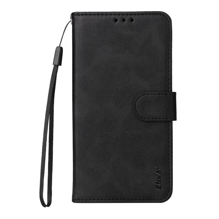 For Huawei nova 14 Ultra ENKAY Card Wallet Calf Texture Leather Phone Case with Full Glue Coverage Soft Hydrogel Film(Black)