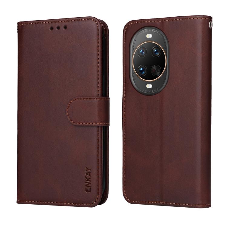 For Huawei nova 14 Ultra ENKAY Card Wallet Calf Texture Leather Phone Case with Full Glue Coverage Soft Hydrogel Film(Black)