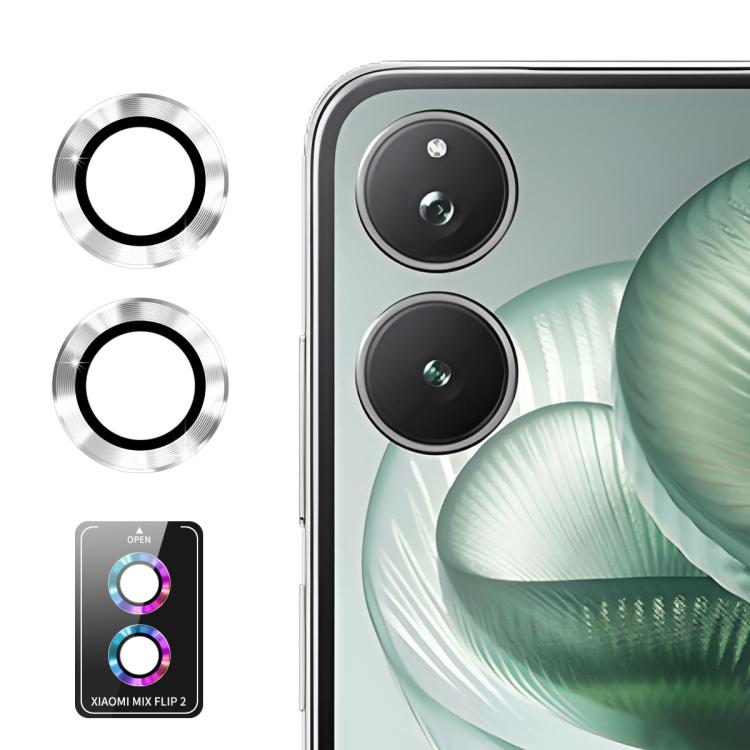 For Xiaomi Mix Flip 2 ENKAY Hat-Prince 9H Rear Camera Lens Aluminium Alloy Tempered Glass Film(Silver)