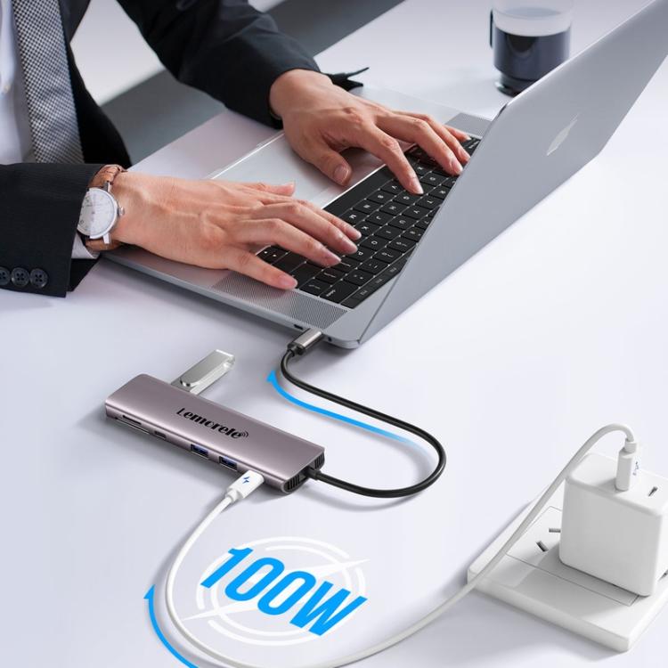 Lemorele TC91 Type-C Docking Station Triple Display Ethernet 100W PD Laptop Adapter