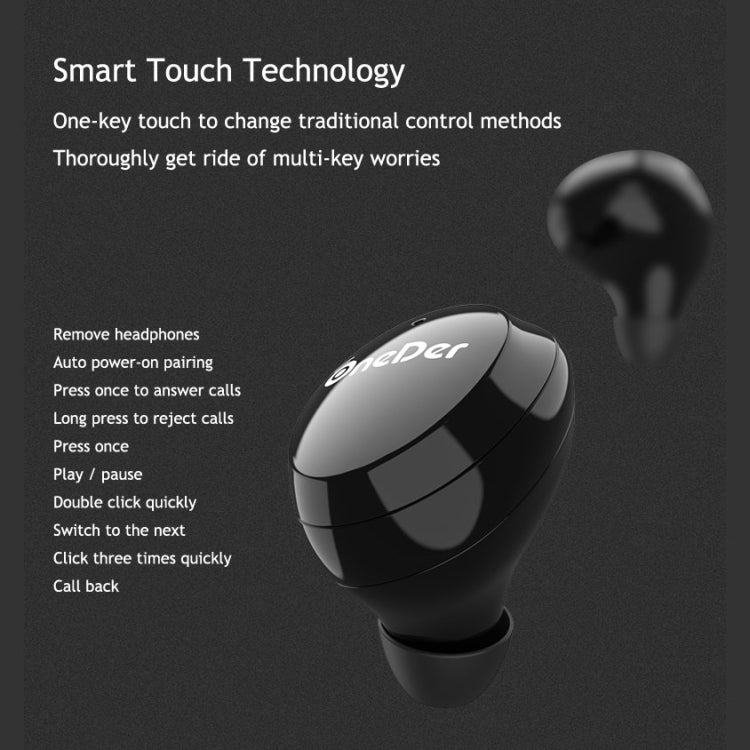 OneDer W12 Wireless Earphone with Waterproof IPX5 HD Stereo Sound TWS Bluetooth Earphone(Red)