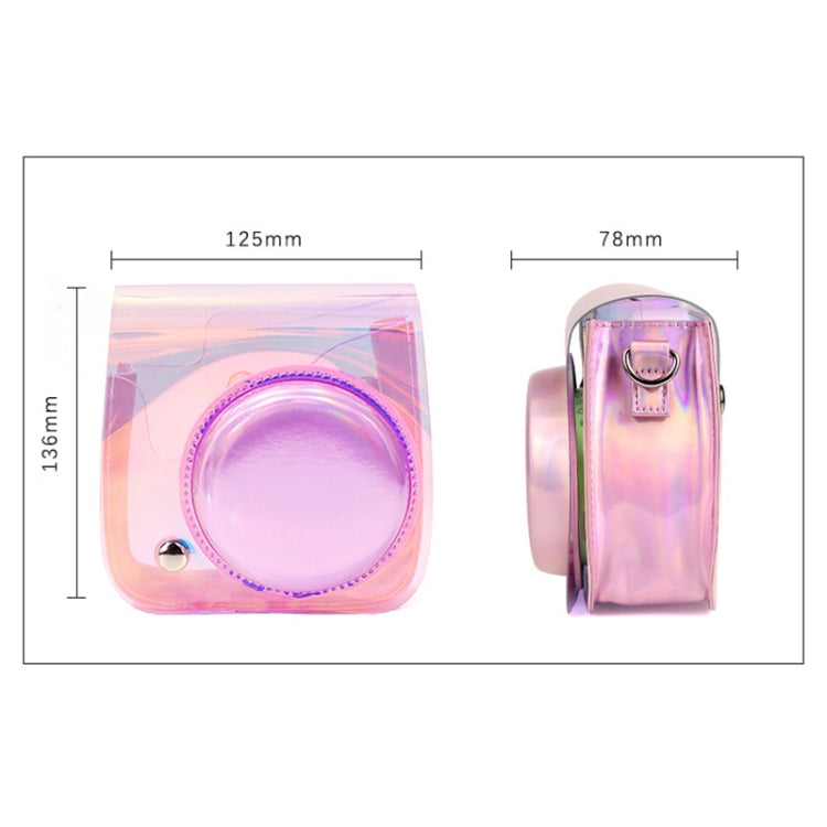Richwell Translucent PVC Camera Bag for Fujifilm Instax Mini 8 8+ 9 Cover Case with Shoulder Strap Gradient Pink Shell