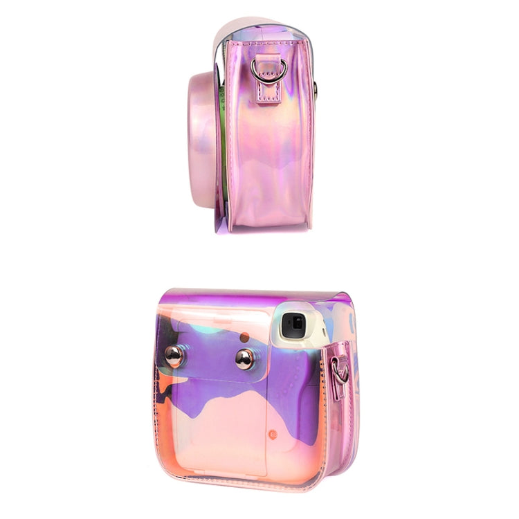 Richwell Translucent PVC Camera Bag for Fujifilm Instax Mini 8 8+ 9 Cover Case with Shoulder Strap Gradient Pink Shell