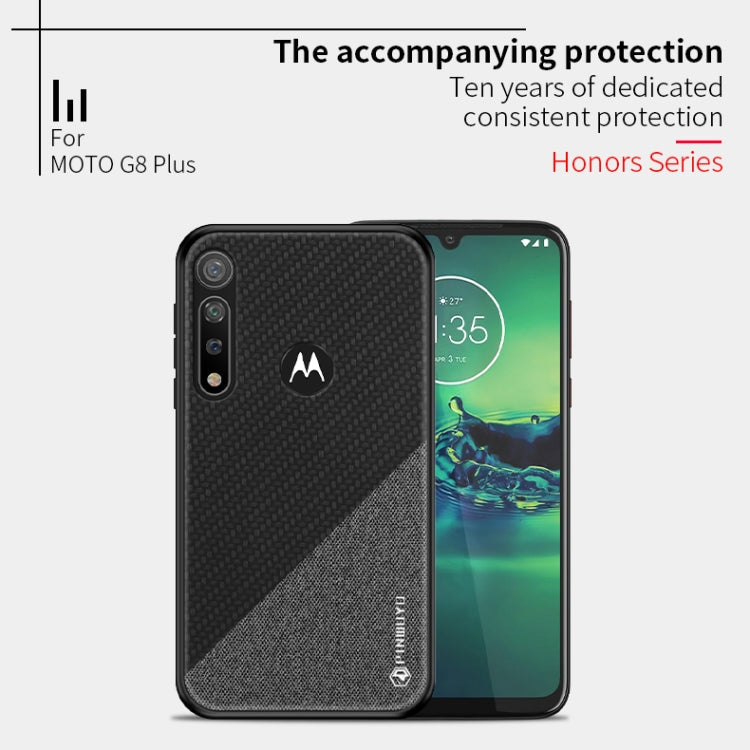 PINWUYO Rong Series  Shockproof PC + TPU+ Chemical Fiber Cloth Protective Cover, For MOTO G8 Plus, For MOTO G8 Play / One macro