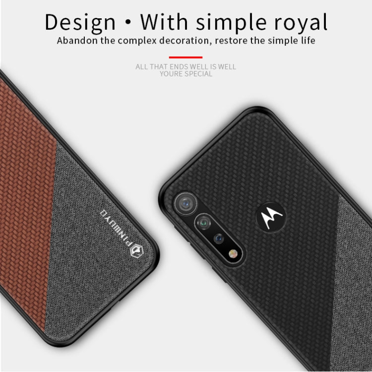 PINWUYO Rong Series  Shockproof PC + TPU+ Chemical Fiber Cloth Protective Cover, For MOTO G8 Plus, For MOTO G8 Play / One macro