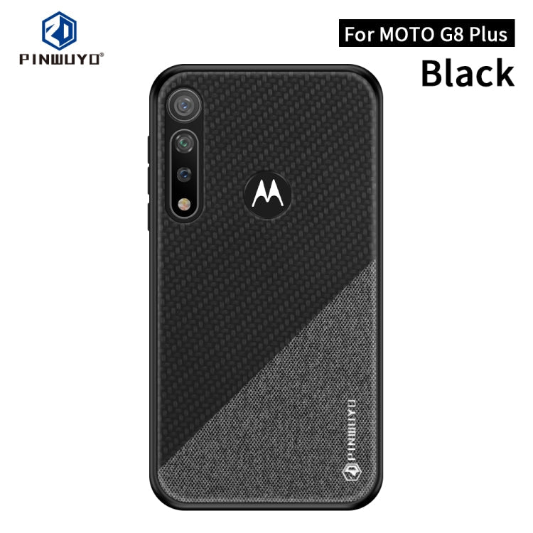 PINWUYO Rong Series  Shockproof PC + TPU+ Chemical Fiber Cloth Protective Cover, For MOTO G8 Plus, For MOTO G8 Play / One macro