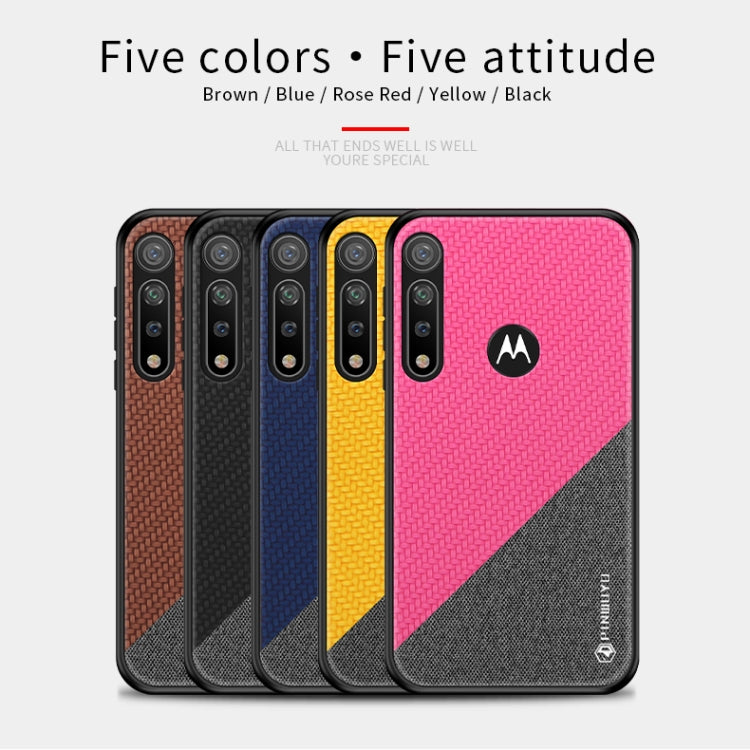 PINWUYO Rong Series  Shockproof PC + TPU+ Chemical Fiber Cloth Protective Cover, For MOTO G8 Plus, For MOTO G8 Play / One macro