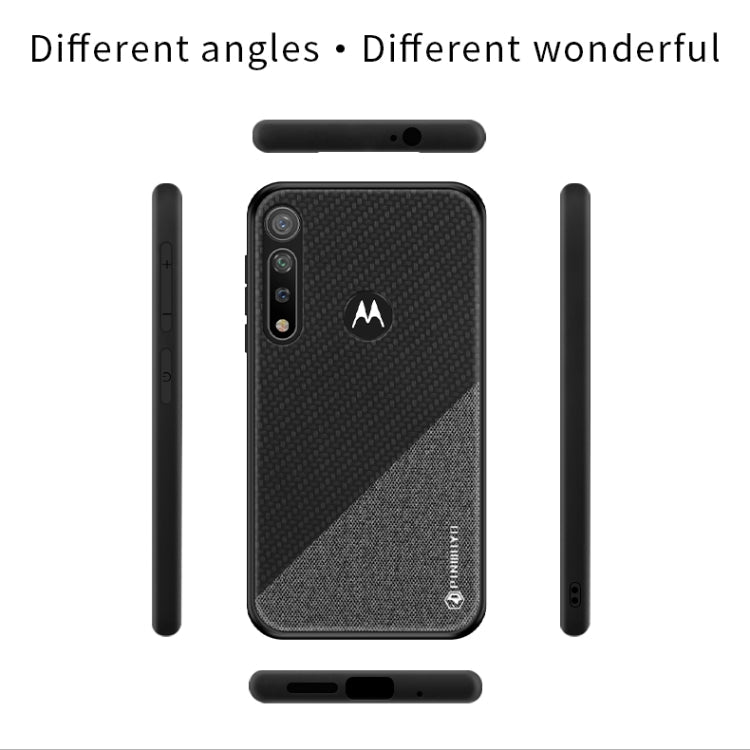PINWUYO Rong Series  Shockproof PC + TPU+ Chemical Fiber Cloth Protective Cover, For MOTO G8 Plus, For MOTO G8 Play / One macro