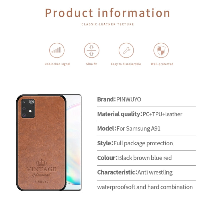 PINWUYO Pin Rui Series Classical Leather Texture PC + TPU Waterproof  Anti-fall All-inclusive Protective Case Shell, For Galaxy A91 / S10 Lite, For Galaxy S20 Ultra