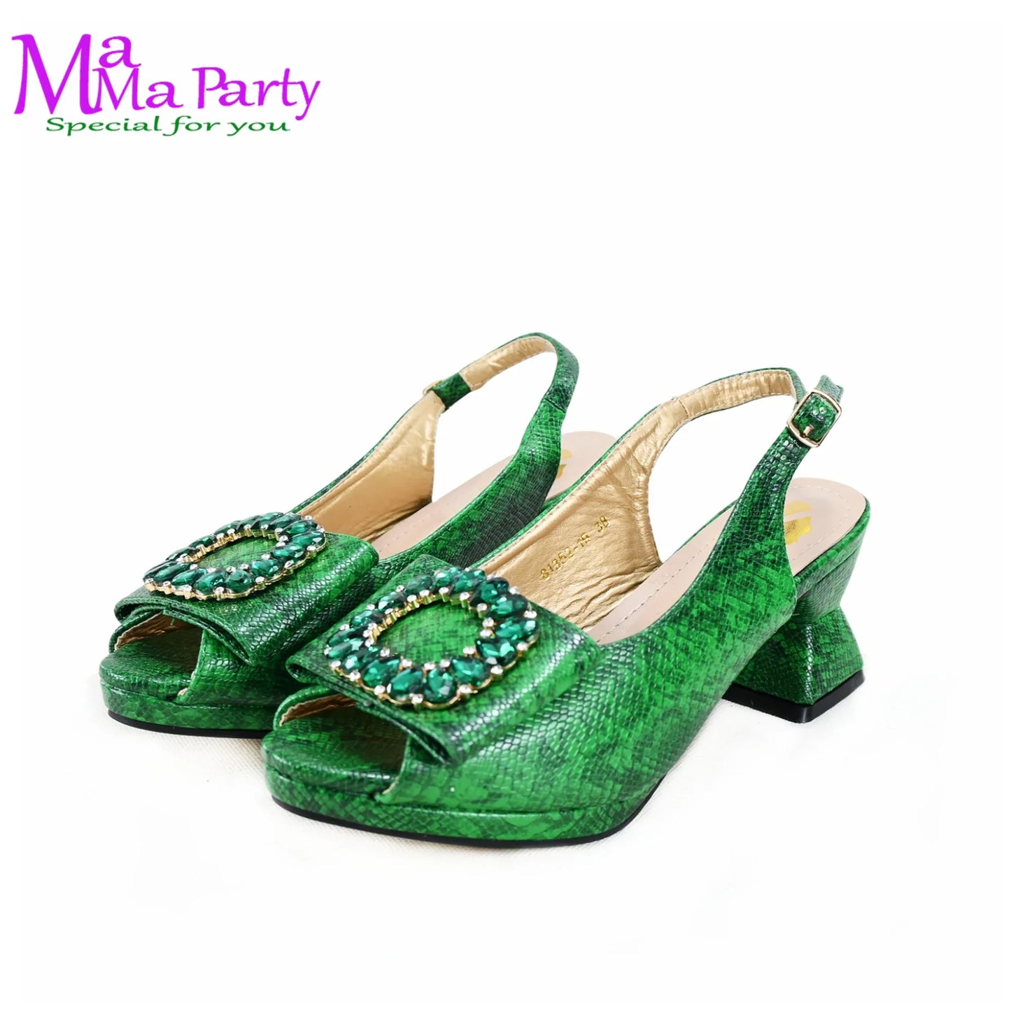 2025 Autumn New Design Specials Italian Women Shoes and Bag Set Comfortable Mid Heels With Rhinestone in Yellow Color
