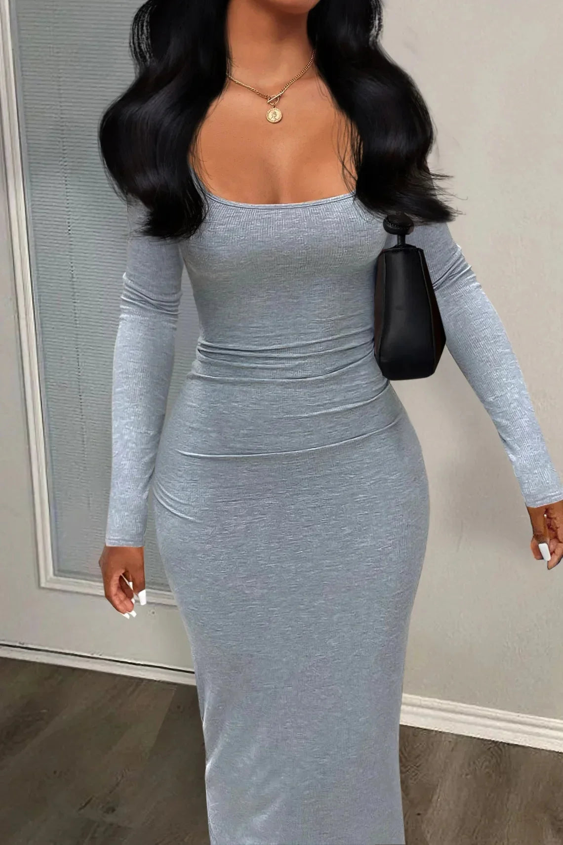 Fashionable Solid Color Mini Checkered Dress Elegant Long Skirt Women's Clothing Comfortable Fit And Flare Style