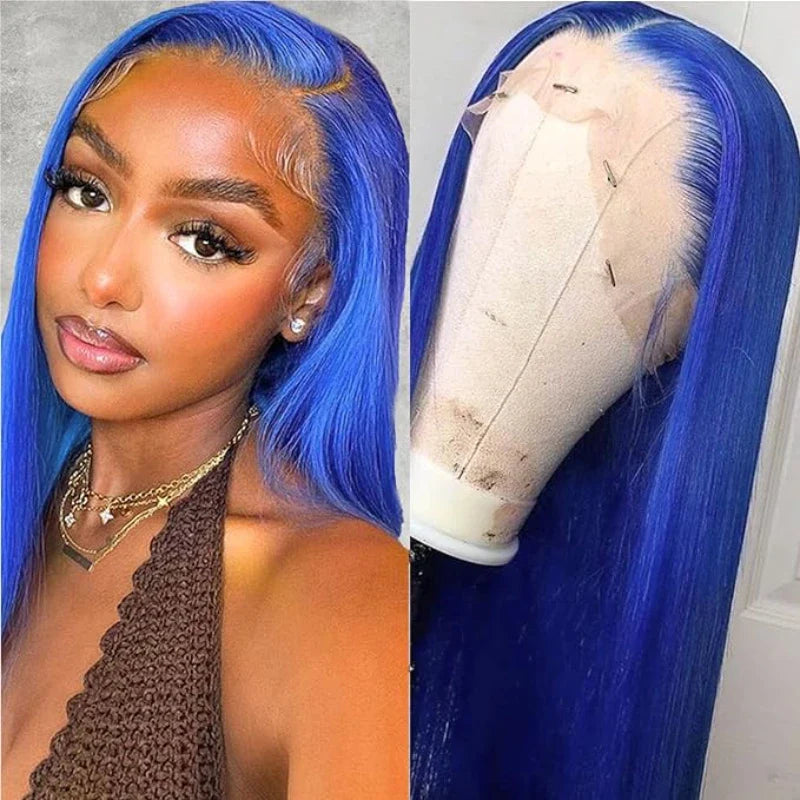 Blue Wig Human Hair 13x4 HD Frontal Lace Wig Glueless Wig Human Hair for Women Wigs Real Human Hair