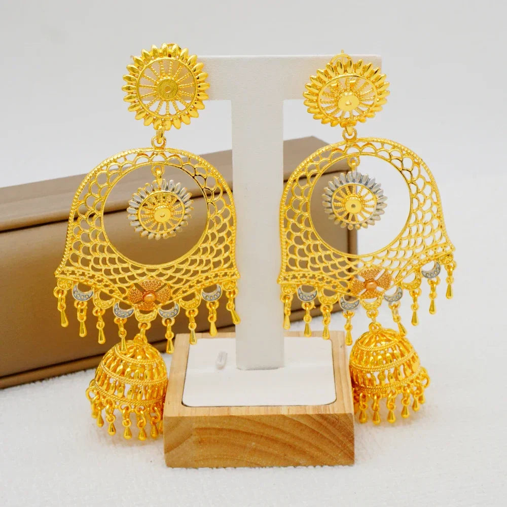 Luxury African Gold Color Tassel Drop Dangle Earring For Wedding Party Jewelry Dubai Arabic Indian Copper Long Hanging Earrings