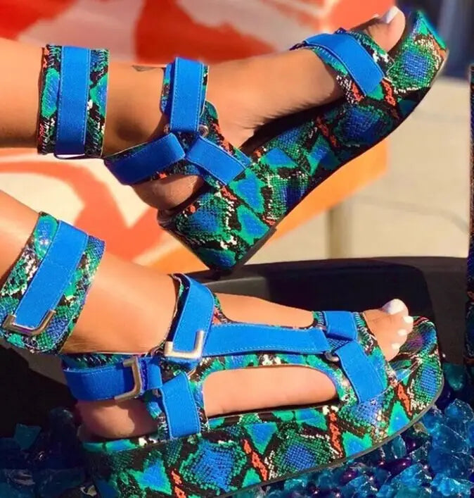 Female Sandal Shoes Large Size Ankle Strap Open Toe High Heels Med Muffins shoe 2025 Summer Clogs Wedge Girls Big Peep High-heel