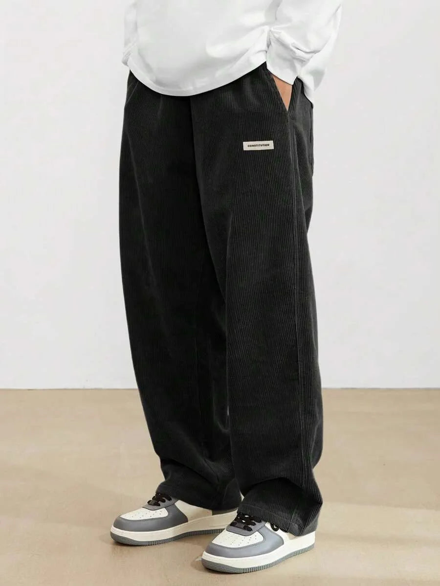 Men’s Corduroy Loose Fit Pants – Elastic Waist