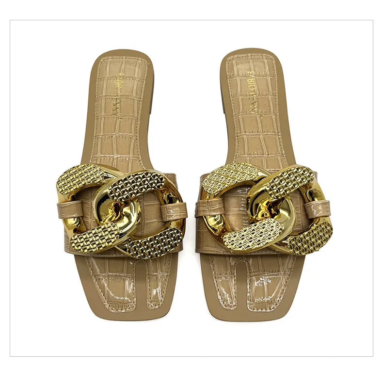 High Quality PU Purses And Sandals Sets Flat Shoes And Bag Set Matching Handbags For Women Slippers Flip Flops Women Shoes