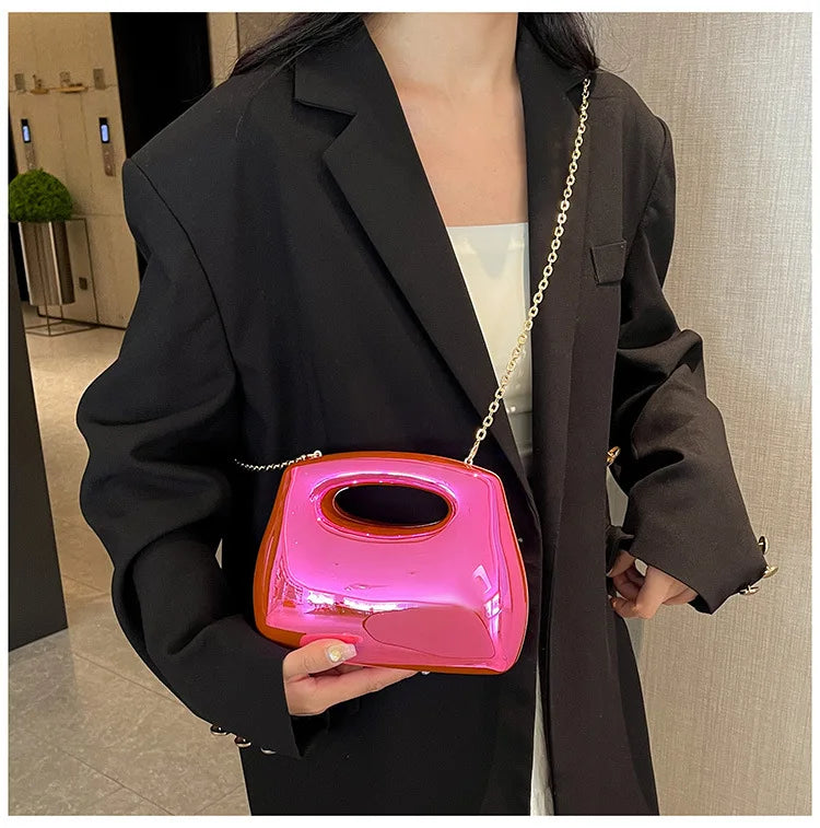 Golden Acrylic Women Hobo Bags Luxury Designer Clear Beach Handbags Dinner Party Wedding Round Top Handle Evening Clutch Purse