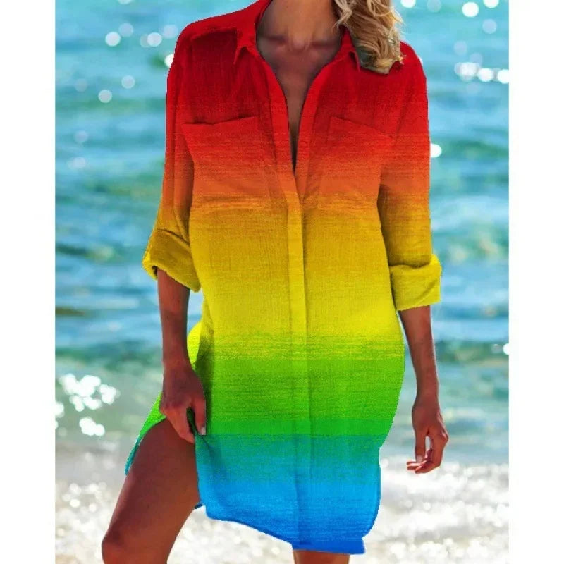 2.Boho Style Summer Cover-Up – Women's Tropical Print Beach Blouse Selection