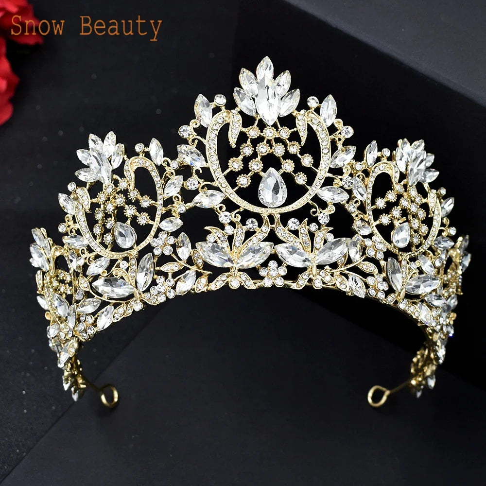 A195 Baroque Wedding Headband Crystal Bridal Crowns and Tiaras Hair Jewelry Accessories Women Rhinestone Headwears Queen Diadems