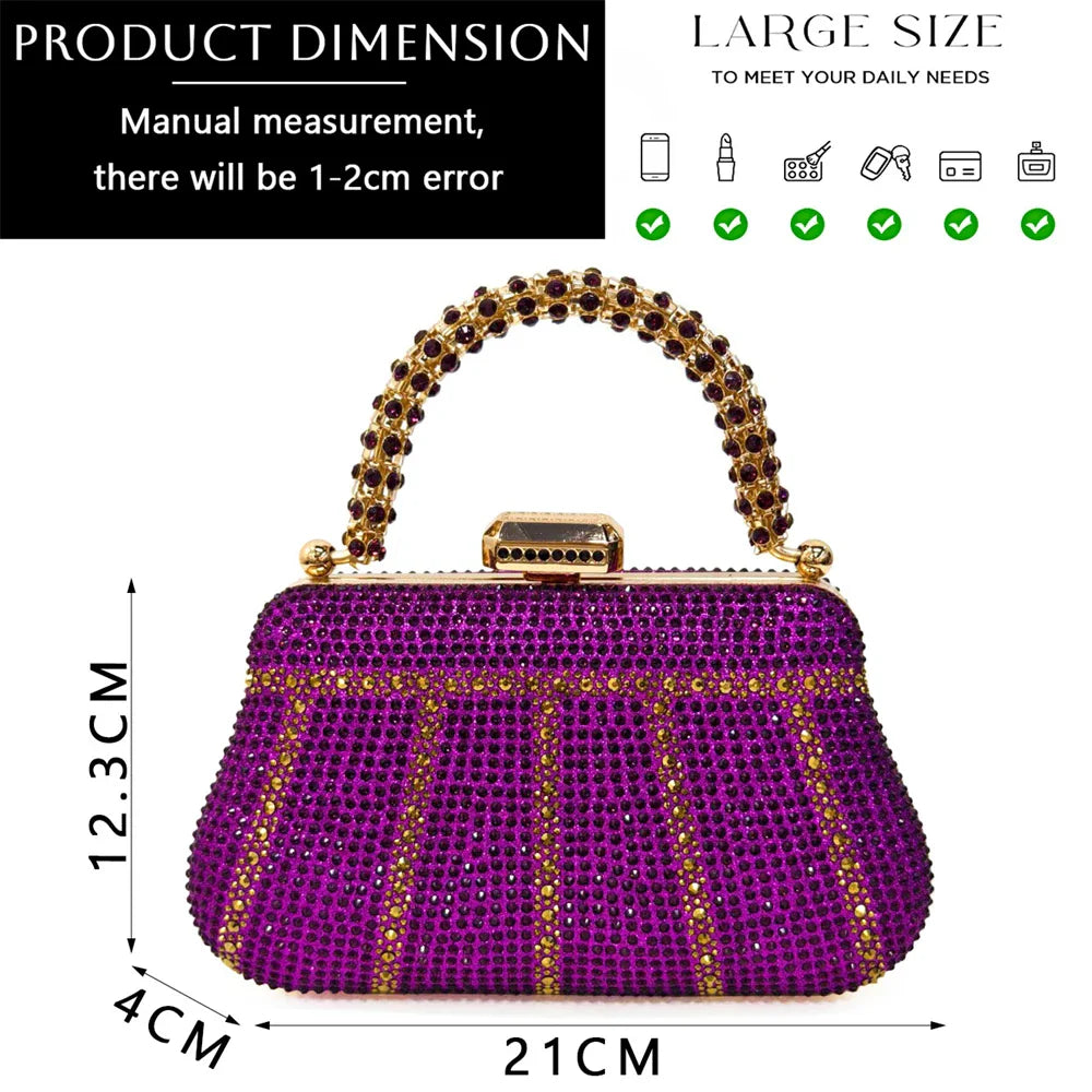 Venus Chan 2024 Special Design High Quality Orange Color African Women Shoes and Bag Set with Shinning Crystal for Wedding Party