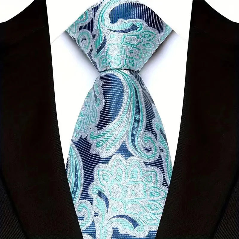 41 Colors 8CM Mens Ties Green Blue Plaid Stripes Floral Classic Business Jacquard Woven Neck ties For Wedding and Party