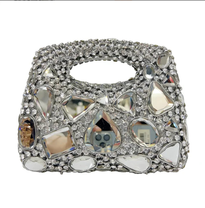 Women's Gold Crystal Clutch Purse