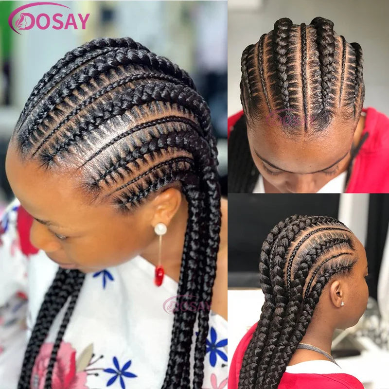 36" Cornrows Box Synthetic Hair Braided Wigs #27 Blonde Knotless Full Lace Braided Wigs For Black Women Braiding Wigs African