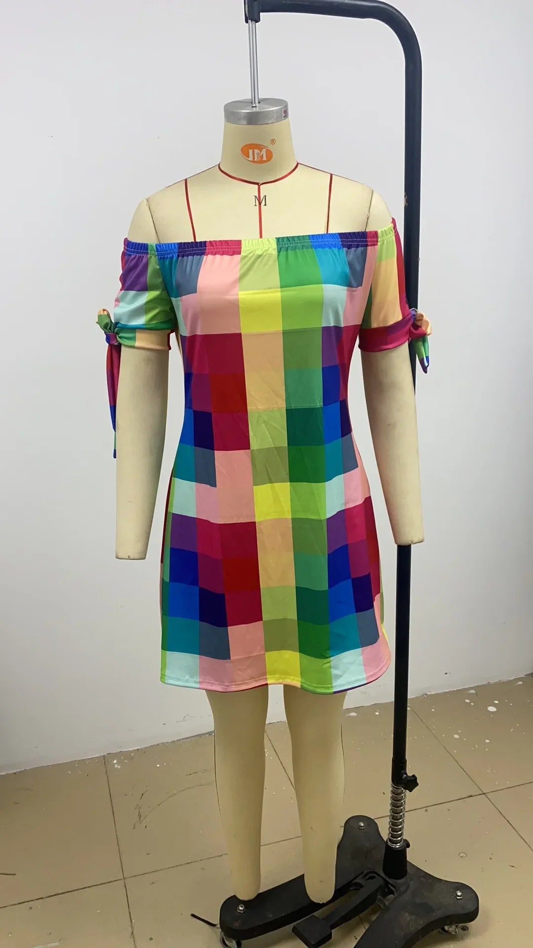 Fashionable Sexy Women's Print Dress Women's Word Shoulder Short -sleeved A -line Dress Ladies Off The Shoulder Mini Dresses