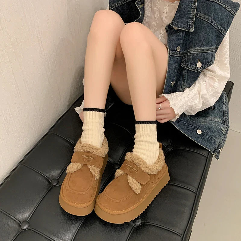 Thicken Plush Winter Women's Non Slip Thick Bottom Ankle Snow Boots