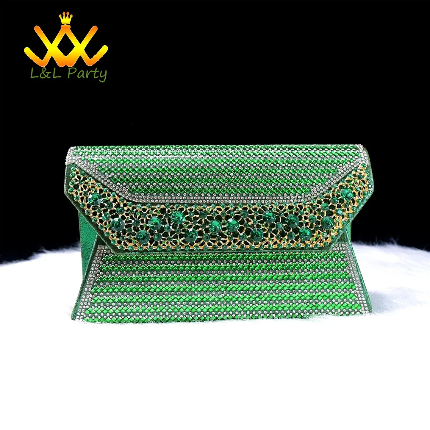 2025 Special New Arrivals Italian Women Shoes and Bag to Match in Green Color with Platform Shinning Crystal Sandal for Wedding
