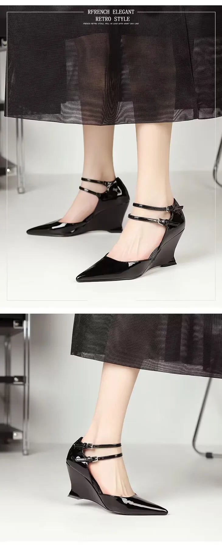 High Heels Women Pointed Toe Shoes Wedges Fashion Sexy Shallow Shoes Woman New 2025 Trend Spring Designer Elegant Sandals Mujer