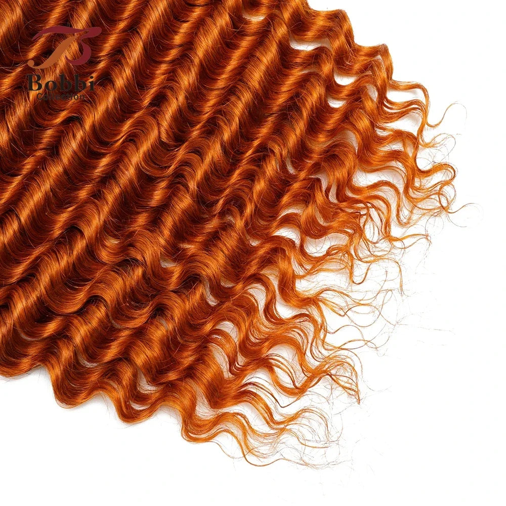 #350 Orange Color 100% Human Hair Bulk for Braiding 16-24 inch Deep Wave Jerry Curly Boho Braids Hair Bulk Extension Bobbi Hair