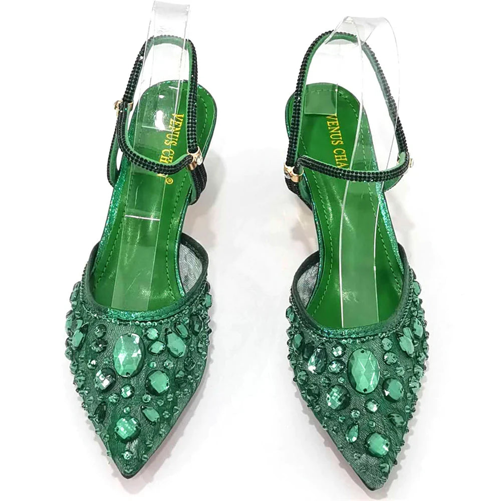 Women's Italian Diamond Lace Designer Matching Shoe and Bag Set