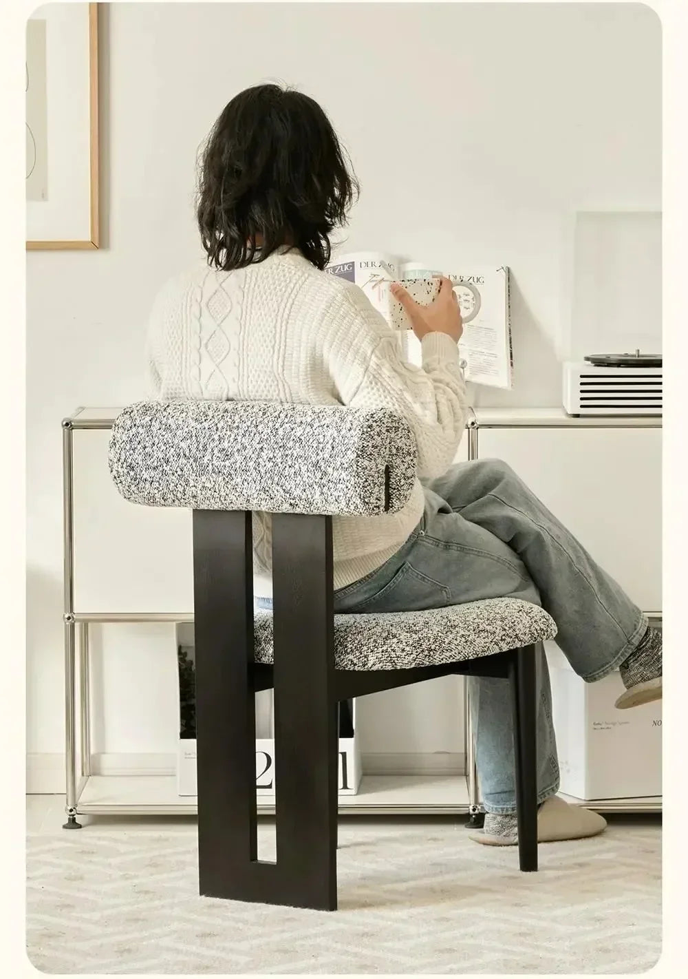 Modern Bouclé Dining Chair with Padded Backrest – Accent Chair
