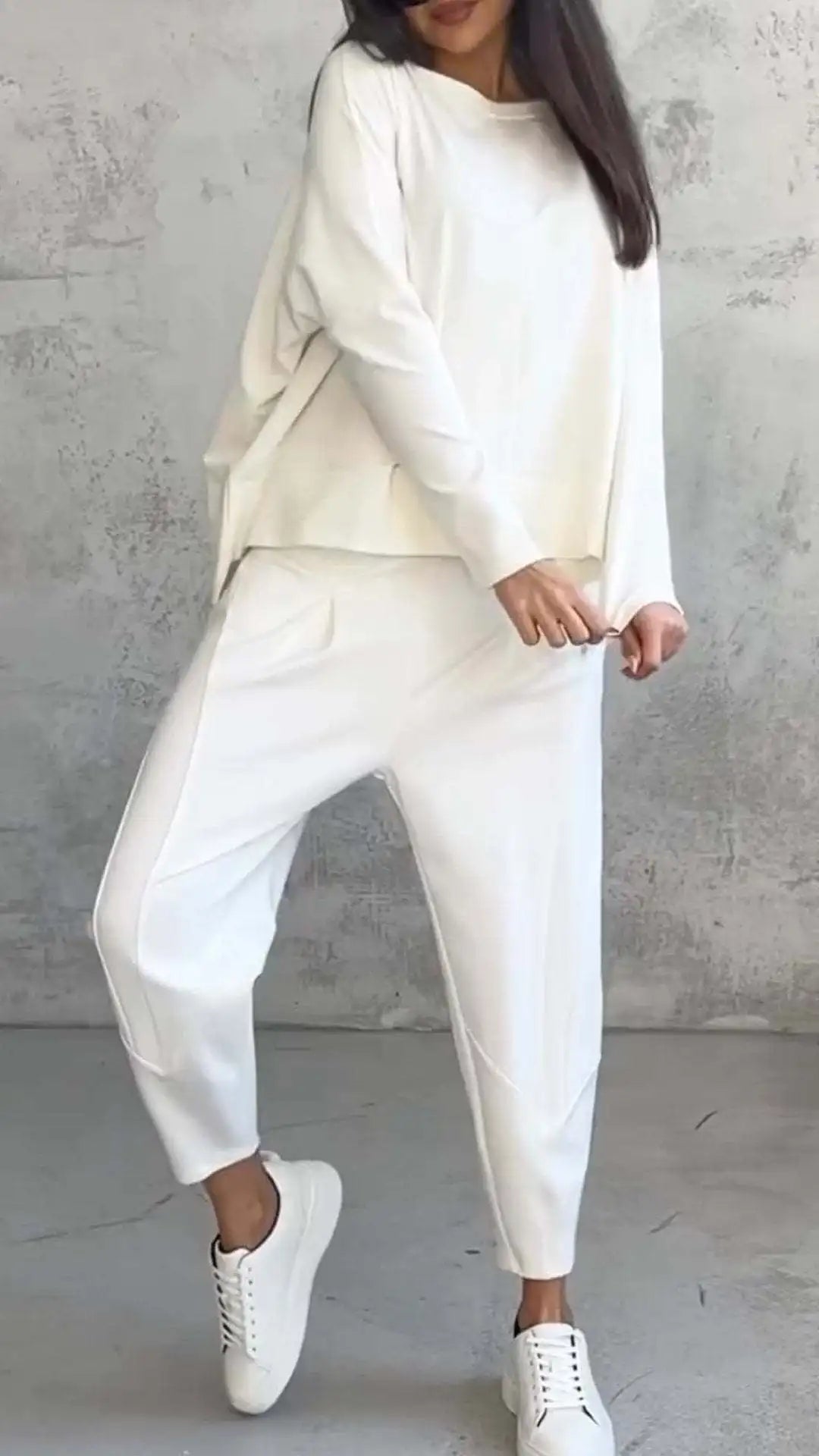 Spring Autumn Solid Women's Sports Set New Fashion Long Sleeve Irregular Loose Top Harem Pants Two Piece Set For Women Outfits