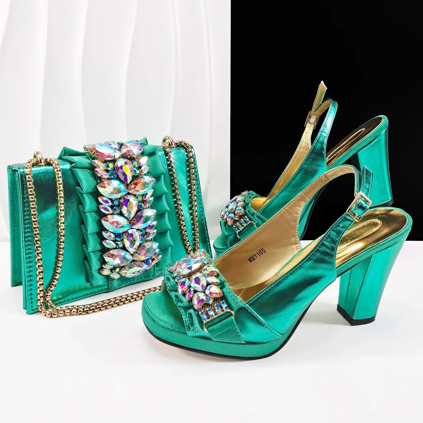 doershow new come Matching Women Shoe and Bag Set Decorated GOLD Nigerian Shoes and Bag Set Italy Shoes and Bag set HFG1-1
