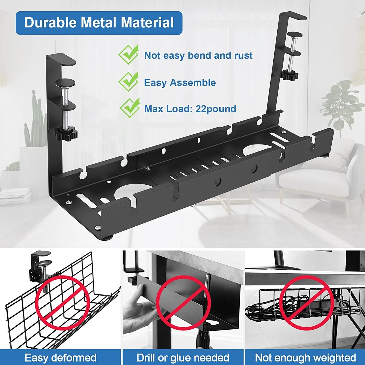 Telescopic Under Desk Cable Management Tray –  Storage Rack